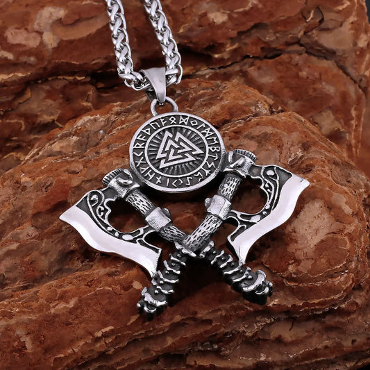 Nordic Vikings Soldier‘s Weapon Axe Shield Pendant