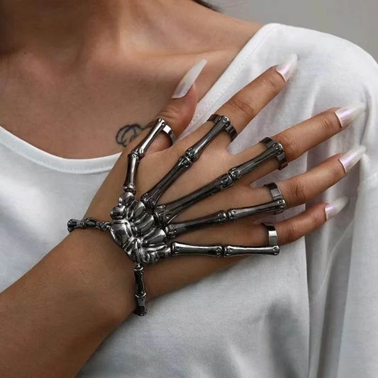 Skeleton Hand Glove Adjustable Metal Finger Claw Skeleton