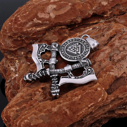 Nordic Vikings Soldier‘s Weapon Axe Shield Pendant