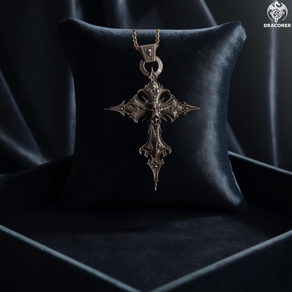 Vintage Gothic Skull Jesus Cross Pendant