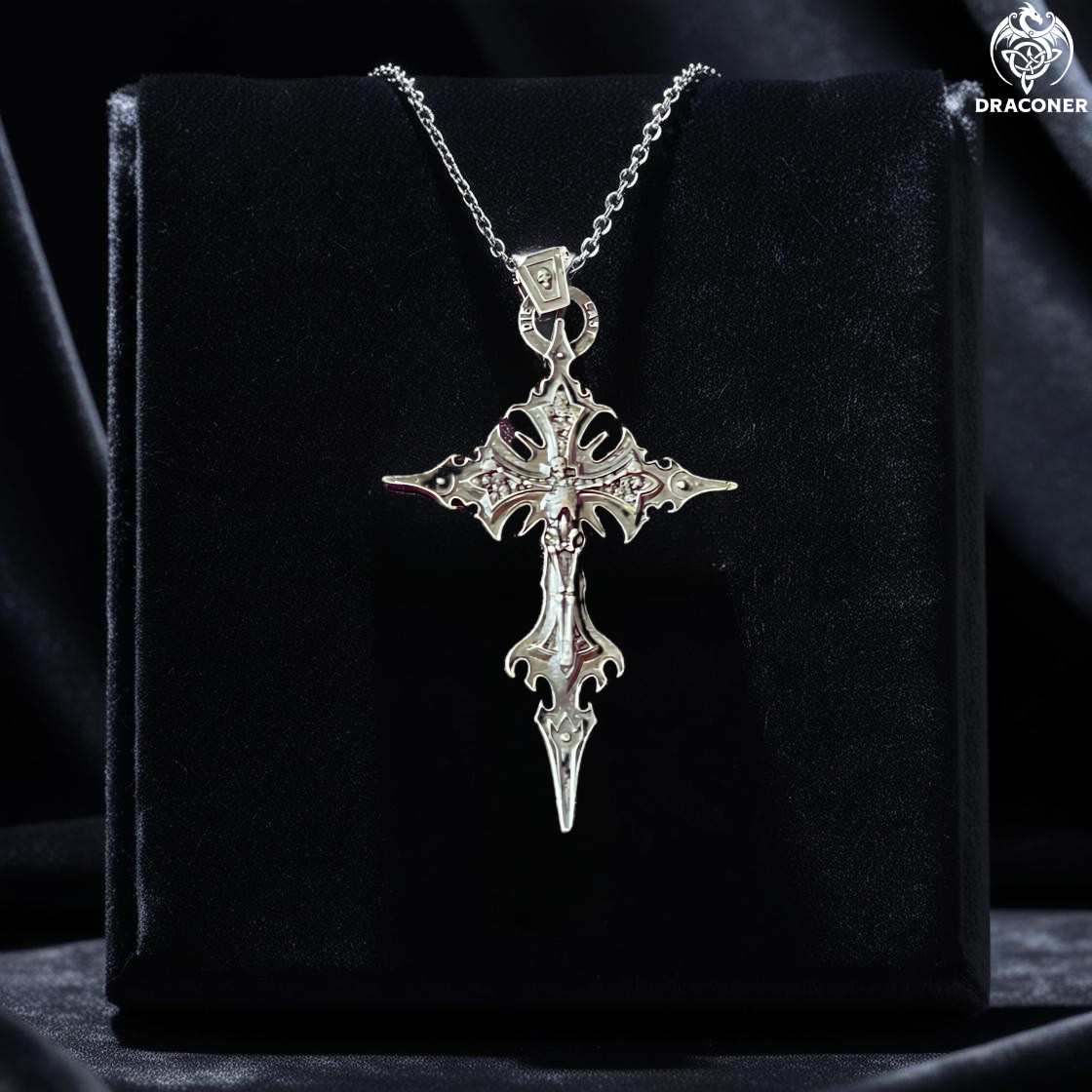 Vintage Gothic Skull Jesus Cross Pendant